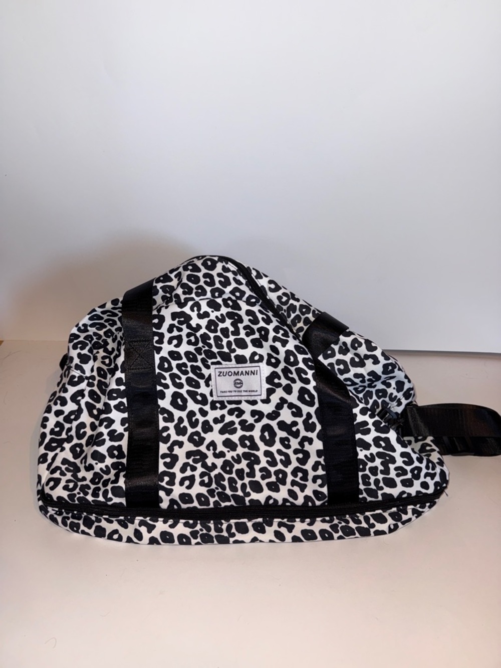 Black & White Leopard Travel Duffel Bag